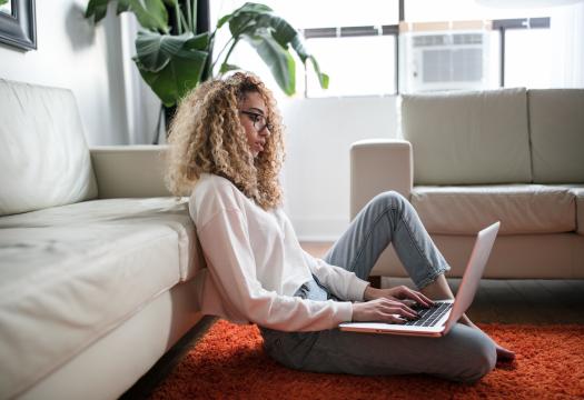 Woman makes plans on her laptop