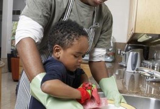 washing dishes